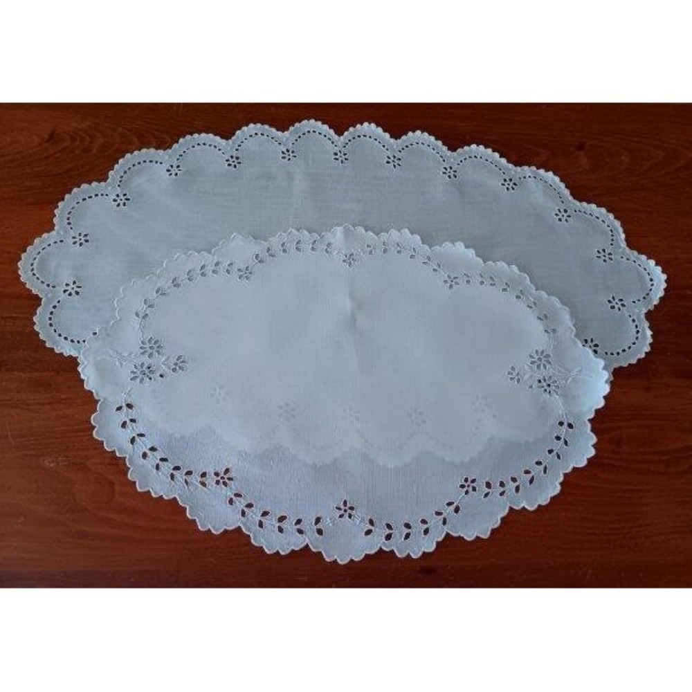 Vtg Madeira Linen Tray Doily Lot White Embroidered Flower Eyelets Doilies